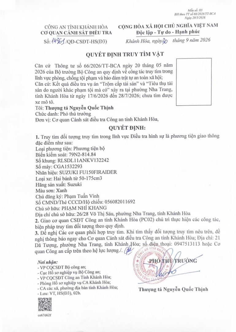 Quyết định truy tìm đối tượng