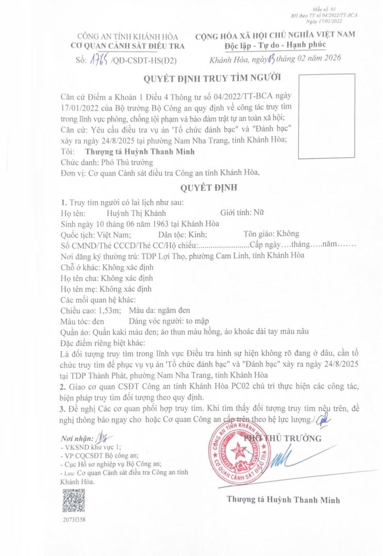 Quyết định truy tìm đối tượng