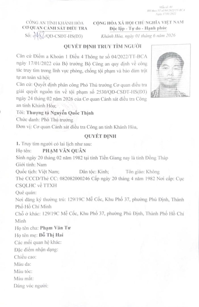 Quyết định truy tìm đối tượng