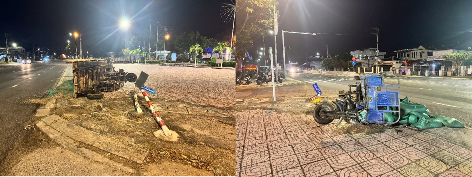 Hiện trường vụ tai nạn giao thông nghiêm trọng tại phường Cam Ranh